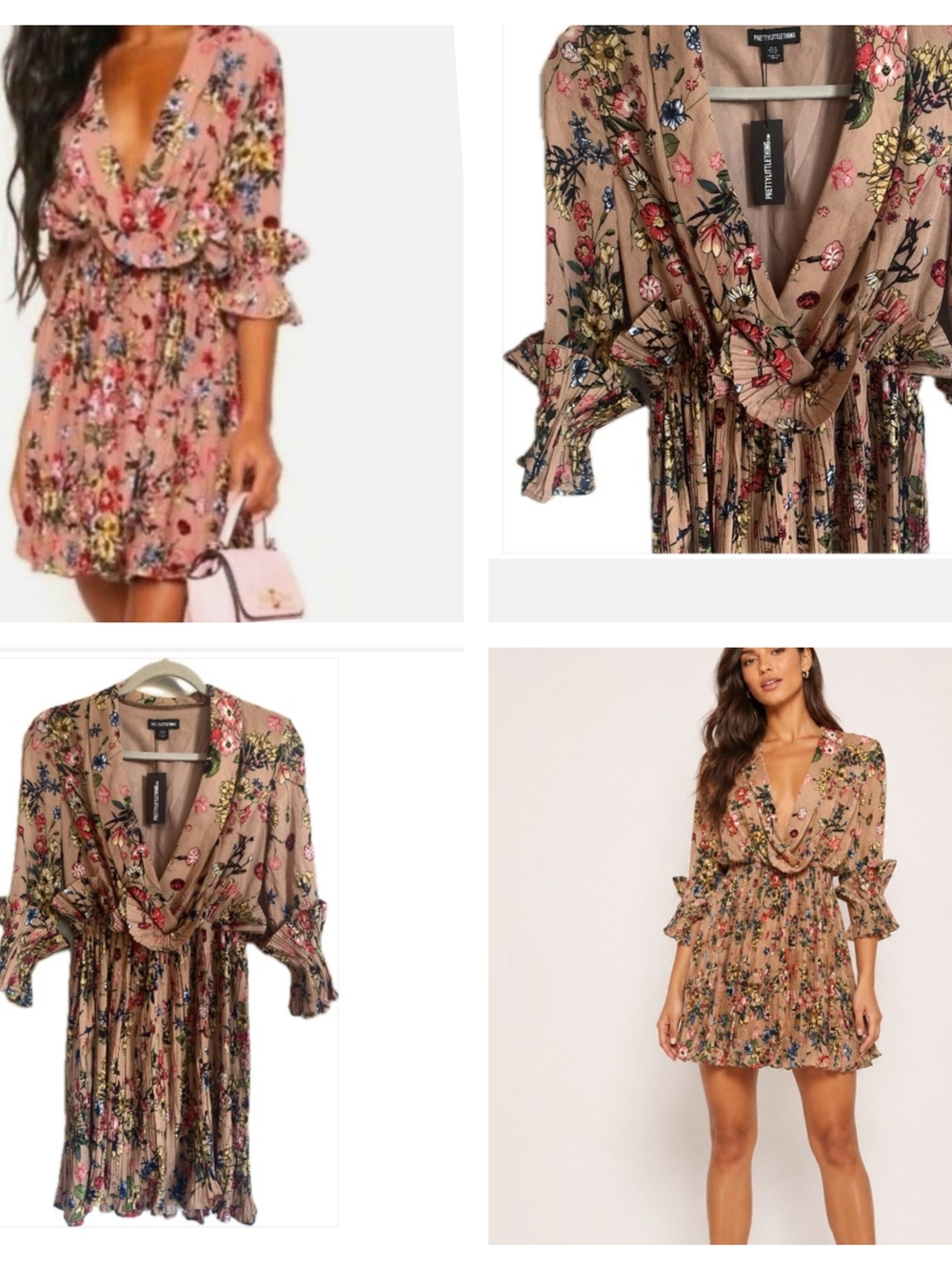 Floral V-Neck Ruffled Mini Dress in Blush